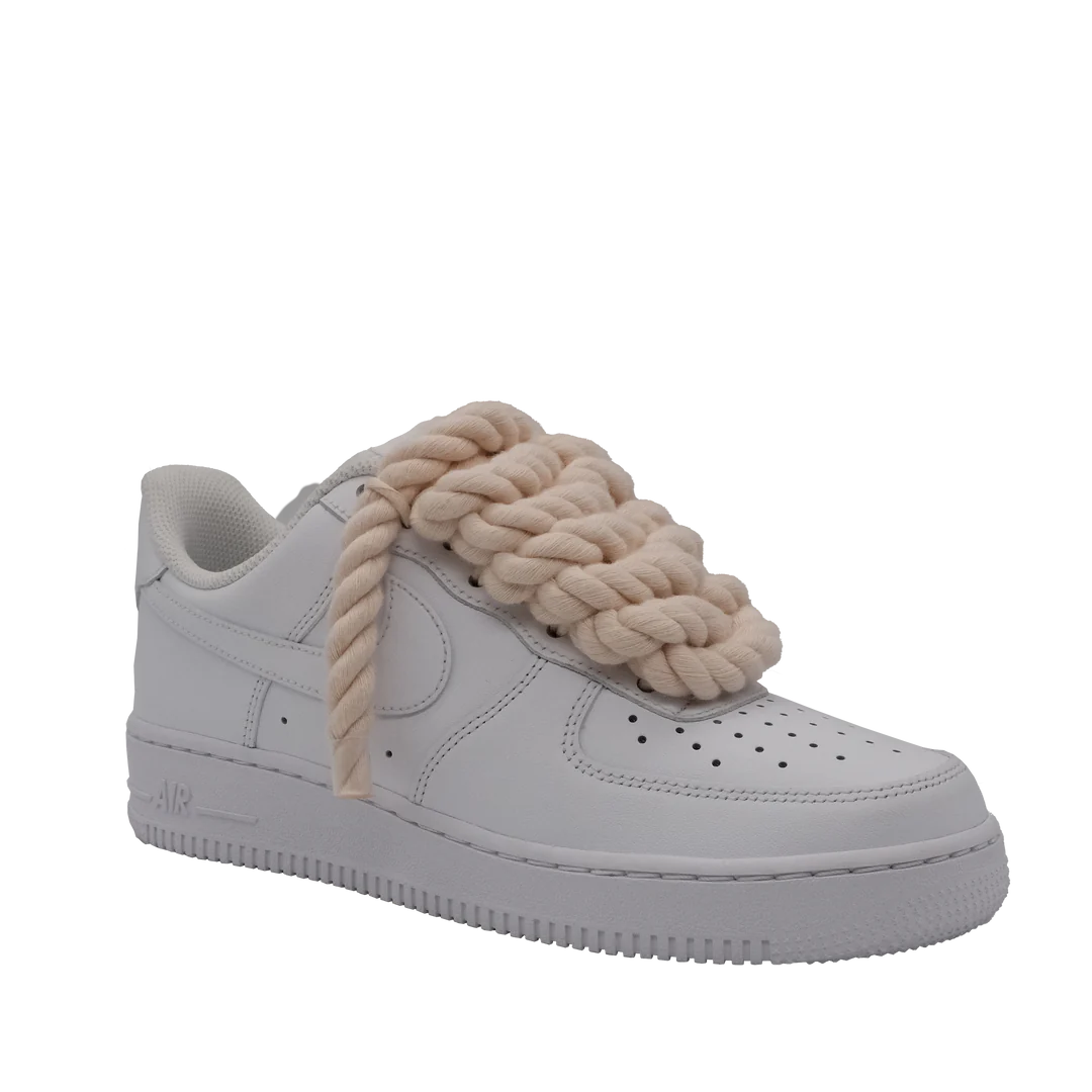 Nike Air Force 1 Low Triple White -ROPE LACE-