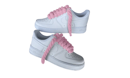 Nike Air Force 1 Low Triple White -PINK ROPE LACE-